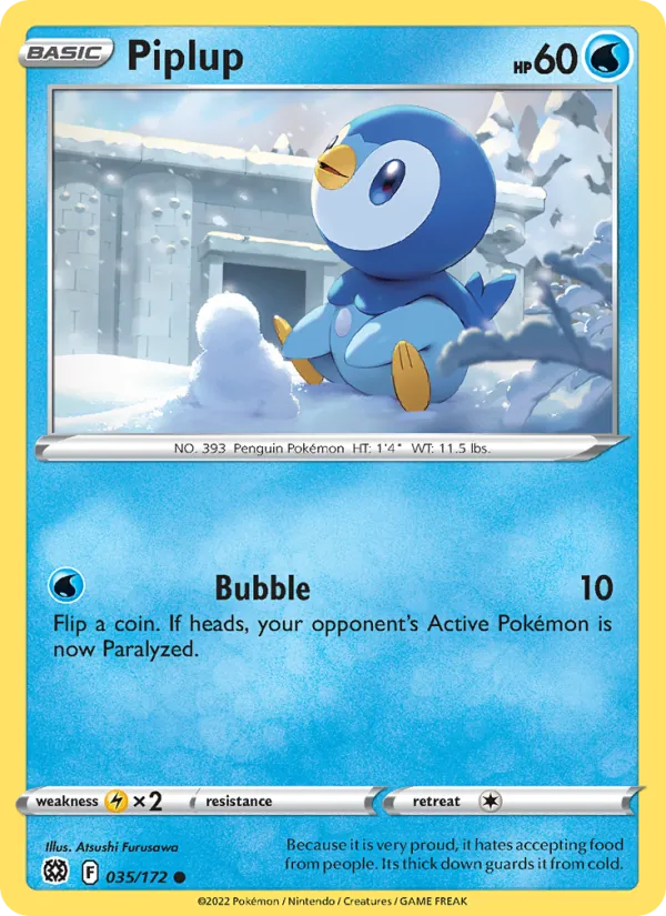 Piplup Reverse Holo 035/172 Brilliant Stars Pokémon Card