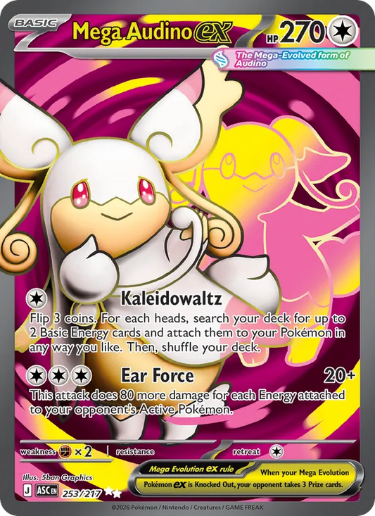 Mega Audino ex Holo 253/217 Ascended Heroes Pokémon Card