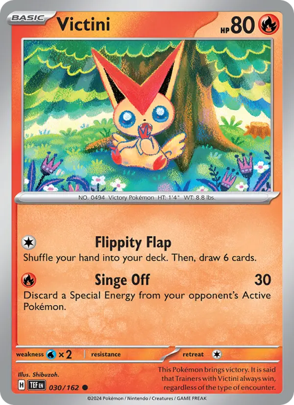 Victini Reverse Holo 030/162 Temporal Forces Pokémon Card