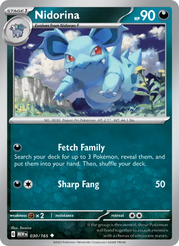 Nidorina Reverse Holo 030/165 151 Pokémon Card