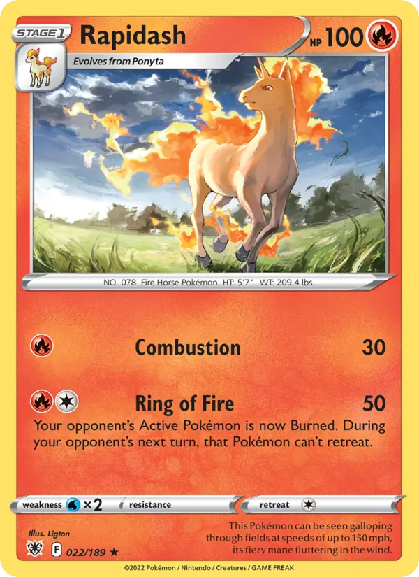 Rapidash Reverse Holo 022/189 Astral Radiance Pokémon Card