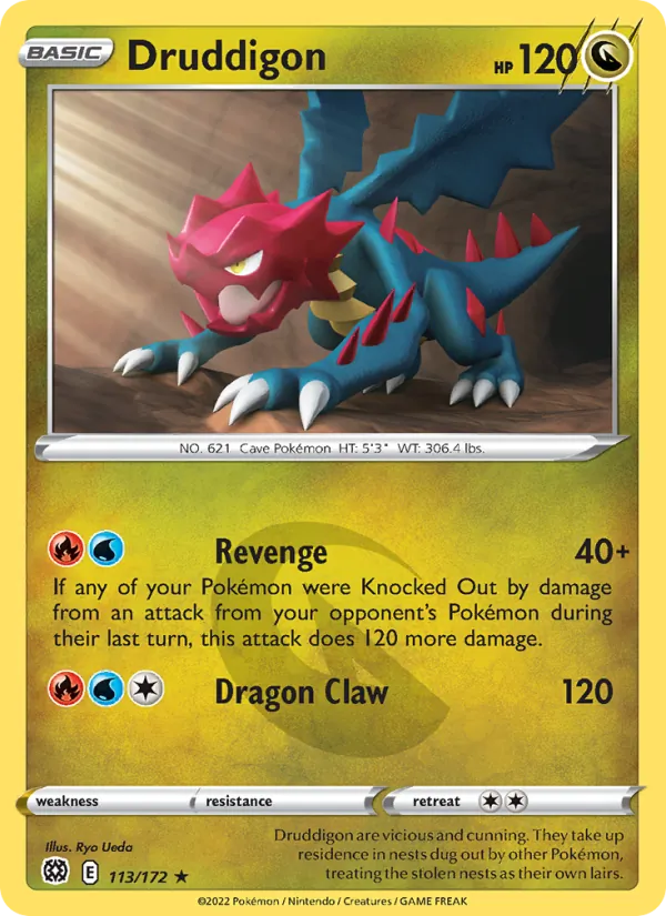 Druddigon Reverse Holo 113/172 Brilliant Stars Pokémon Card