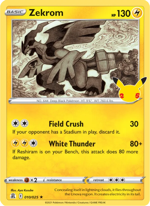 Zekrom Holo 010/25 Celebrations Pokémon Card
