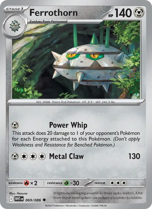 Ferrothorn Reverse Holo 069/86 White Flare Pokémon Card
