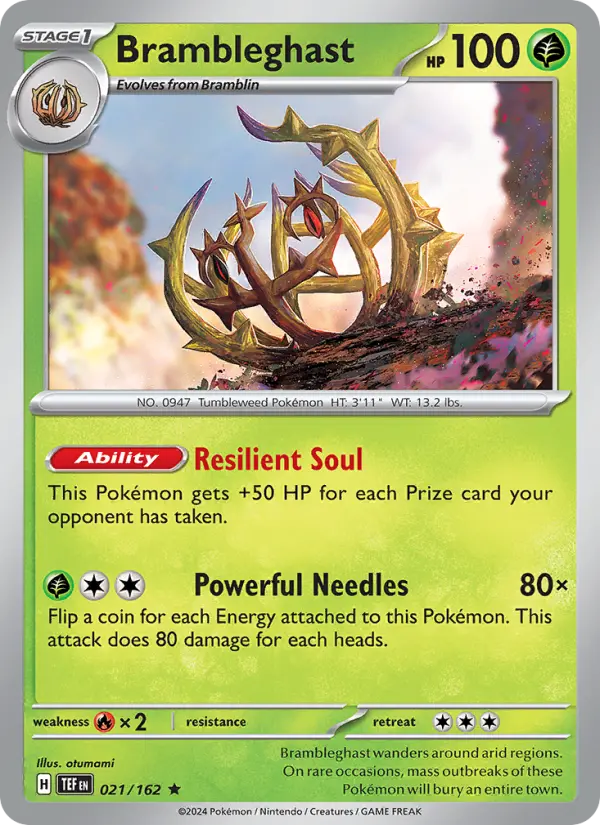 Brambleghast Reverse Holo 021/162 Temporal Forces Pokémon Card