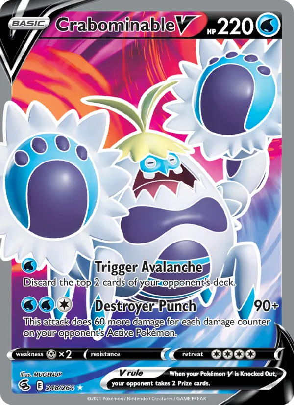 Crabominable V Holo 248/264 Fusion Strike Pokémon Card