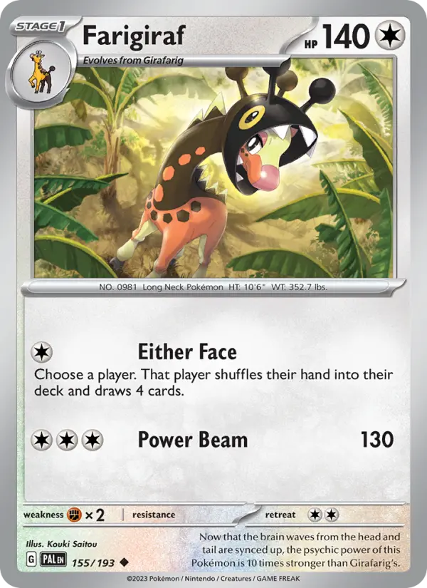 Farigiraf Non-Foil 155/193 Paldea Evolved Pokémon Card