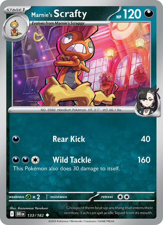Marnie's Scrafty Normal 133/182 Destined Rivals Pokémon Card