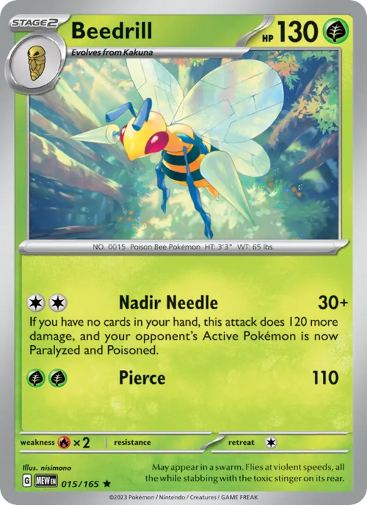 Beedrill Reverse Holo 015/165 151 Pokémon Card