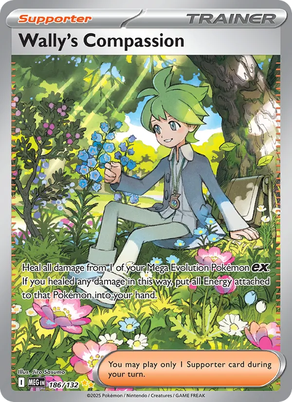 Wally's Compassion Holofoil 186/132 Mega Evolution Pokémon Card