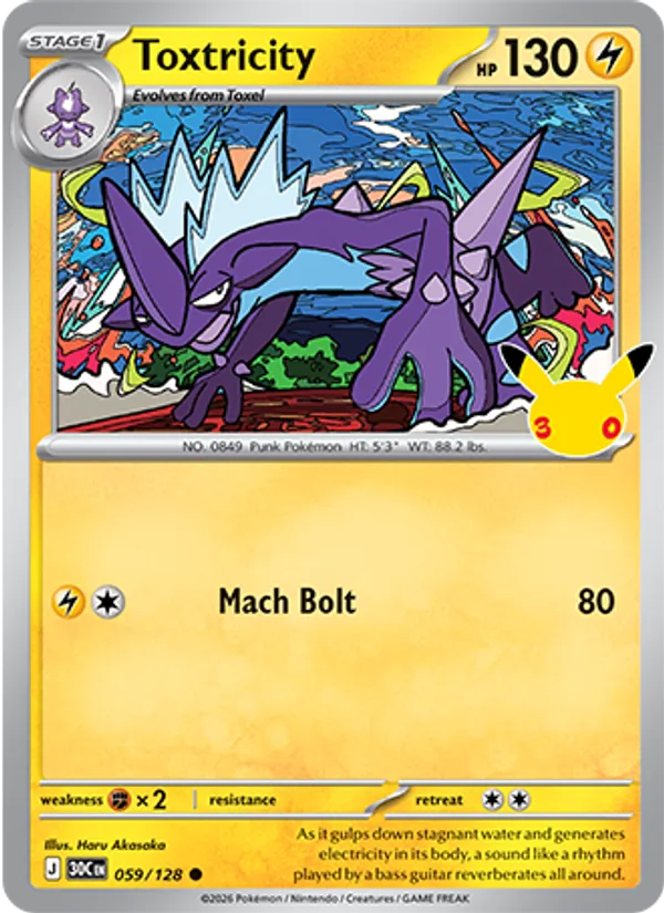 Toxtricity Normal 059/128 30th Celebration Pokémon Card