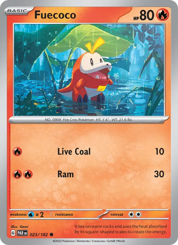 Fuecoco Reverse Holo 023/182 Paradox Rift Pokémon Card