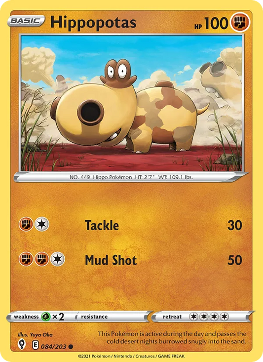 Hippopotas Reverse Holo 084/203 Evolving Skies Pokémon Card