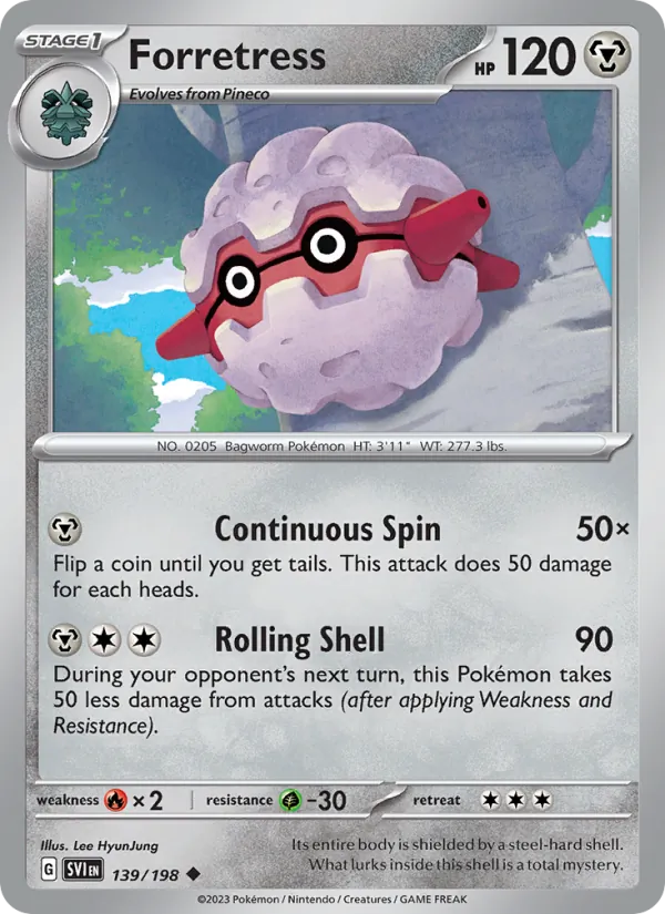 Forretress Non-Holo 139/198 Scarlet & Violet Pokémon Card