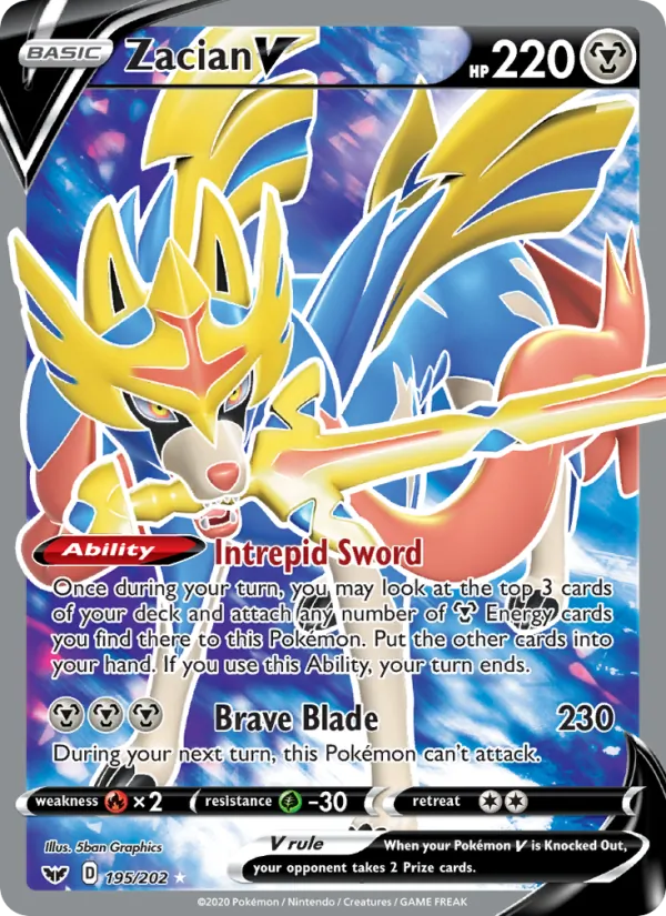 Zacian V Holo 195/202 Sword & Shield Pokémon Card