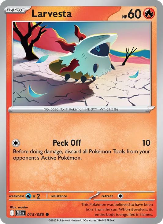 Larvesta Normal 015/86 Black Bolt Pokémon Card
