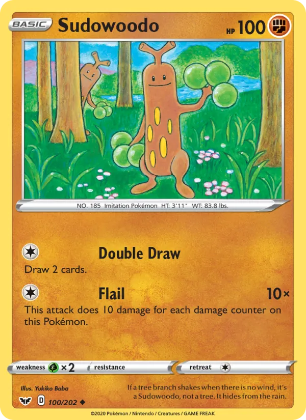 Sudowoodo Reverse Holo 100/202 Sword & Shield Pokémon Card