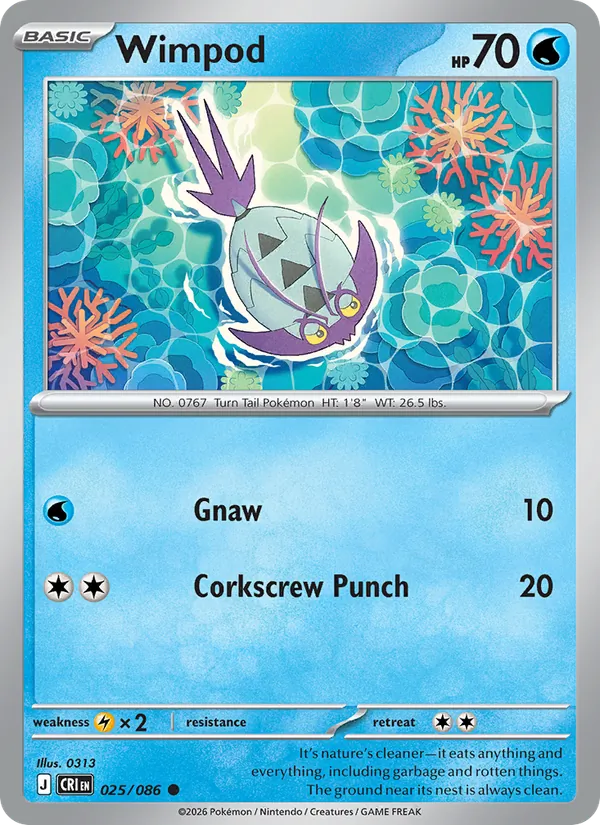 Wimpod Non-Holo 025/86 Chaos Rising Pokémon Card