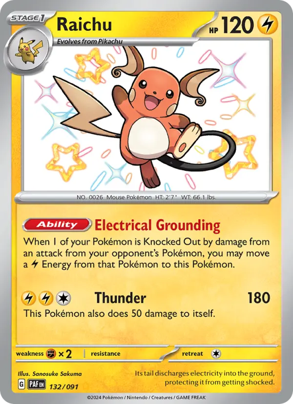Raichu Holo 132/91 Paldean Fates Pokémon Card
