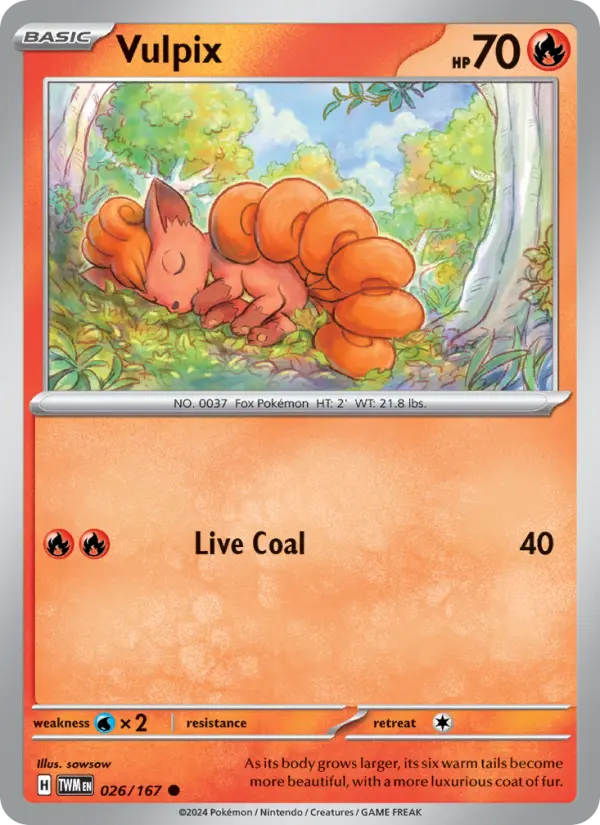 Vulpix Reverse Holo 026/167 Twilight Masquerade Pokémon Card
