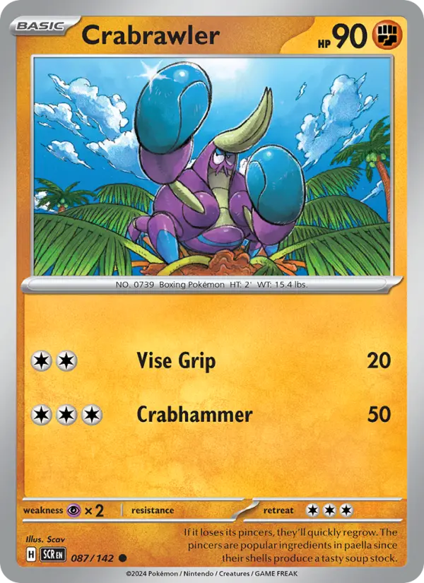 Crabrawler Reverse Holo 087/142 Stellar Crown Pokémon Card