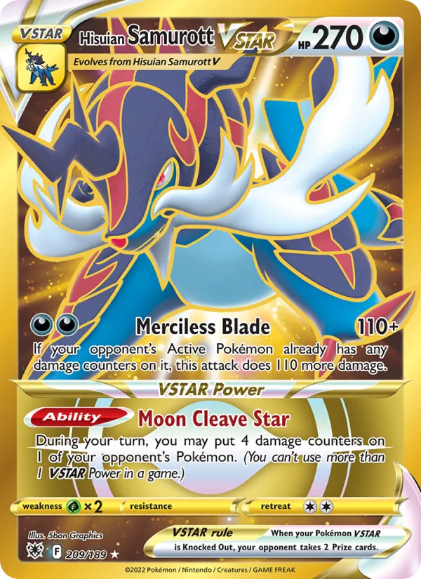 Hisuian Samurott VSTAR Holo 209/189 Astral Radiance Pokémon Card