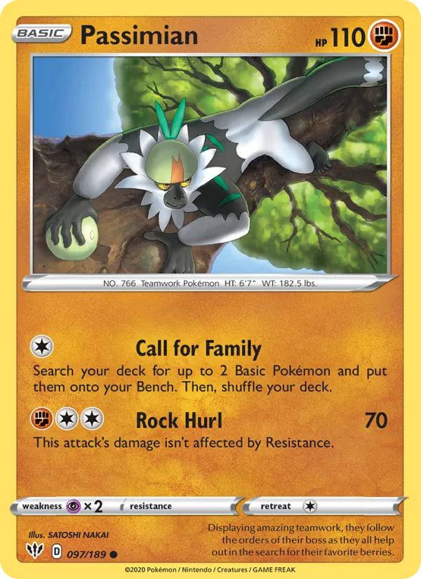 Passimian Reverse Holo 097/189 Darkness Ablaze Pokémon Card