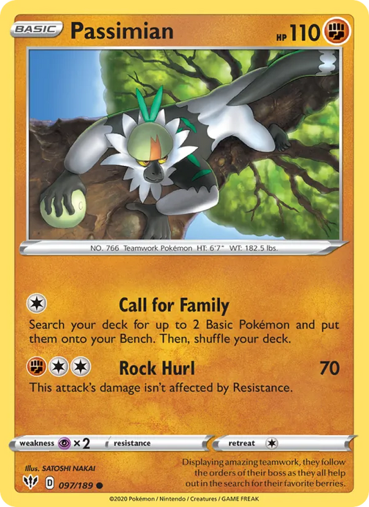 Passimian Reverse Holo 097/189 Darkness Ablaze Pokémon Card
