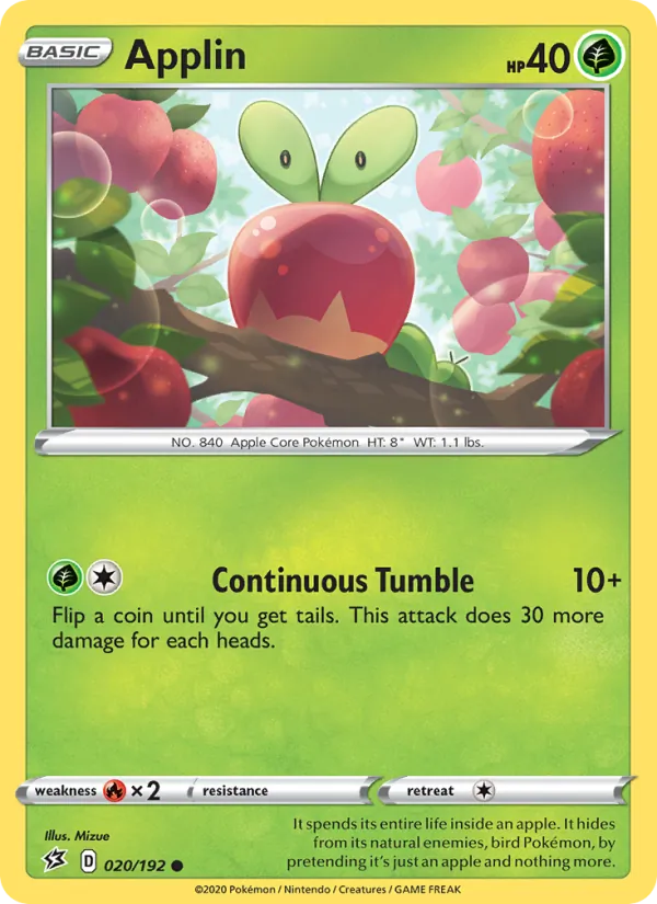 Applin Reverse Holo 020/192 Rebel Clash Pokémon Card