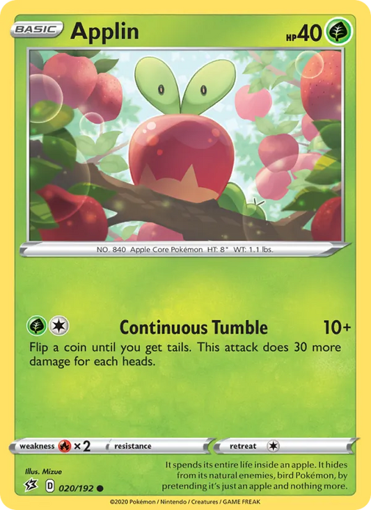 Applin Reverse Holo 020/192 Rebel Clash Pokémon Card