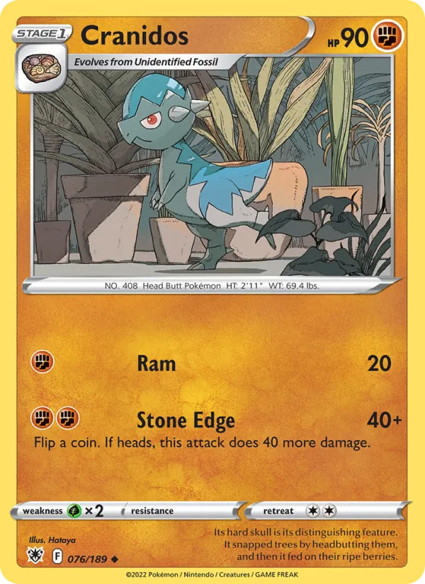Cranidos Reverse Holo 076/189 Astral Radiance Pokémon Card