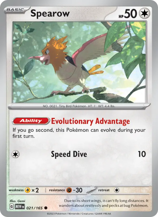 Spearow Reverse Holo 021/165 151 Pokémon Card