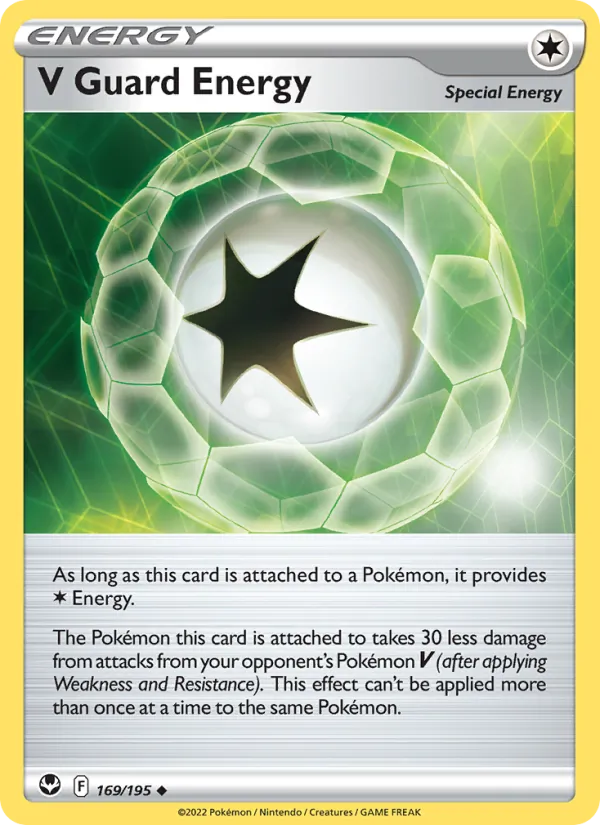 V Guard Energy Reverse Holo 169/195 Silver Tempest Pokémon Card