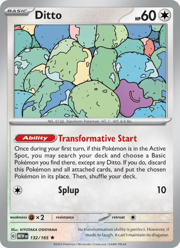 Ditto Reverse Holo 132/165 151 Pokémon Card