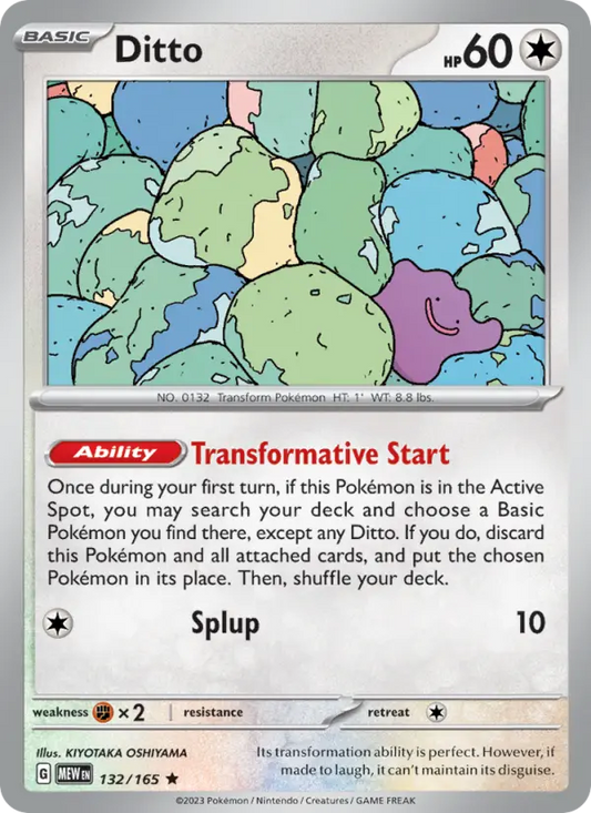 Ditto Reverse Holo 132/165 151 Pokémon Card