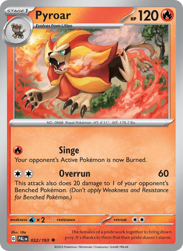 Pyroar Non-Foil 032/193 Paldea Evolved Pokémon Card