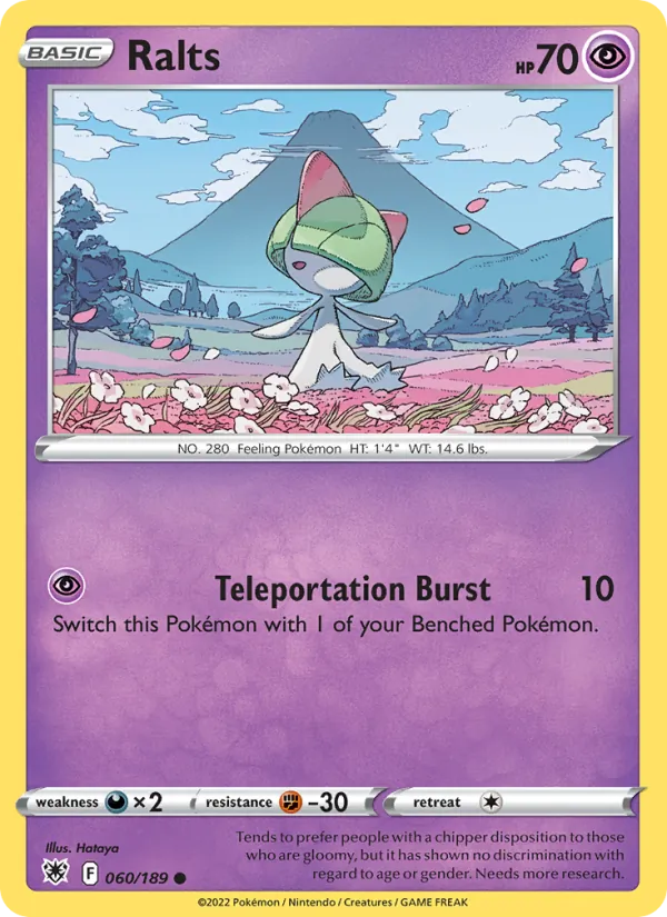 Ralts Reverse Holo 060/189 Astral Radiance Pokémon Card