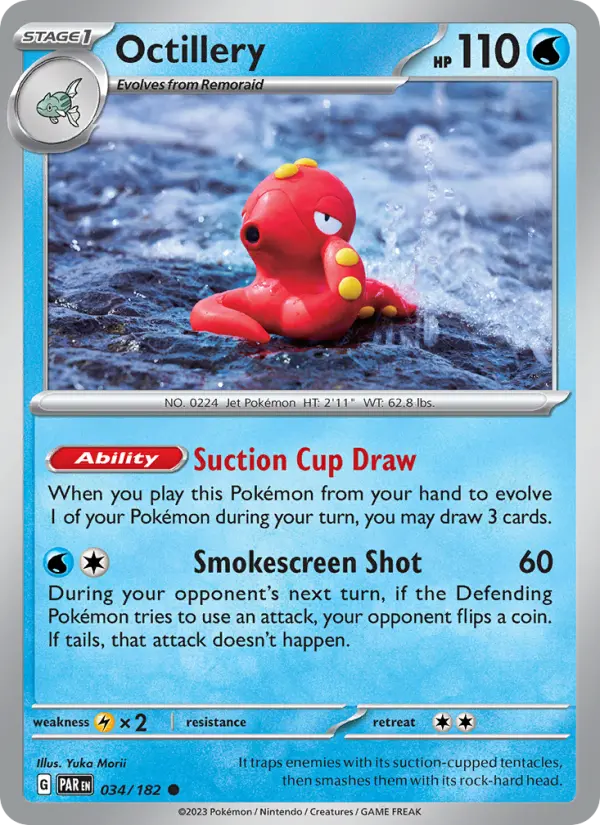 Octillery Reverse Holo 034/182 Paradox Rift Pokémon Card