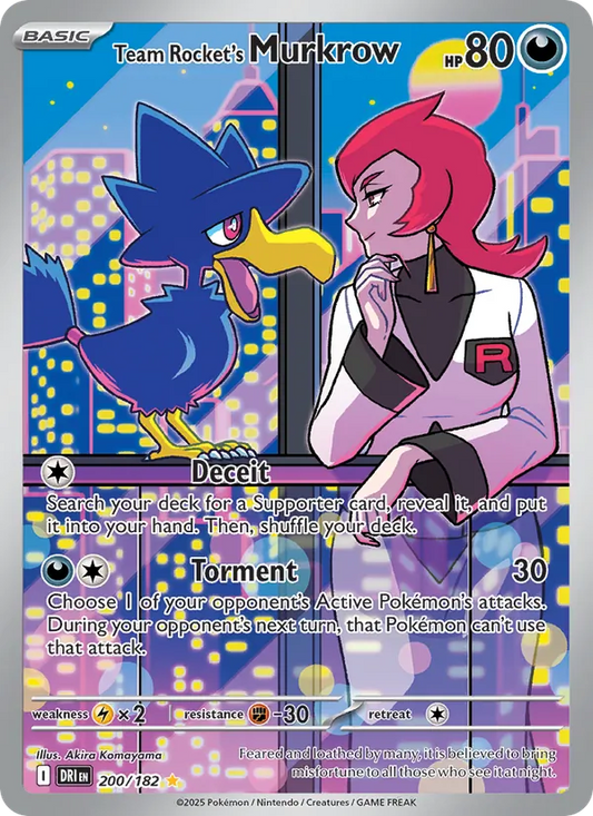 Team Rocket's Murkrow Holo 200/182 Destined Rivals Pokémon Card