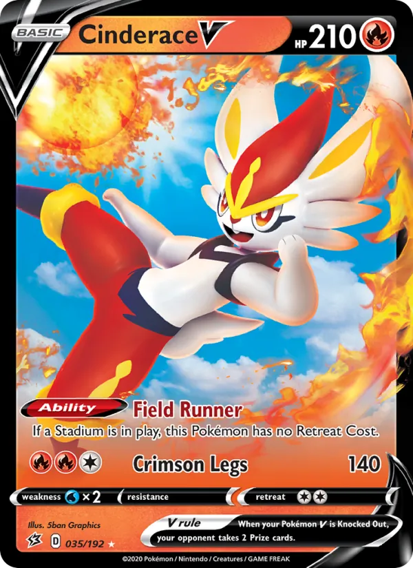 Cinderace V Holo 035/192 Rebel Clash Pokémon Card