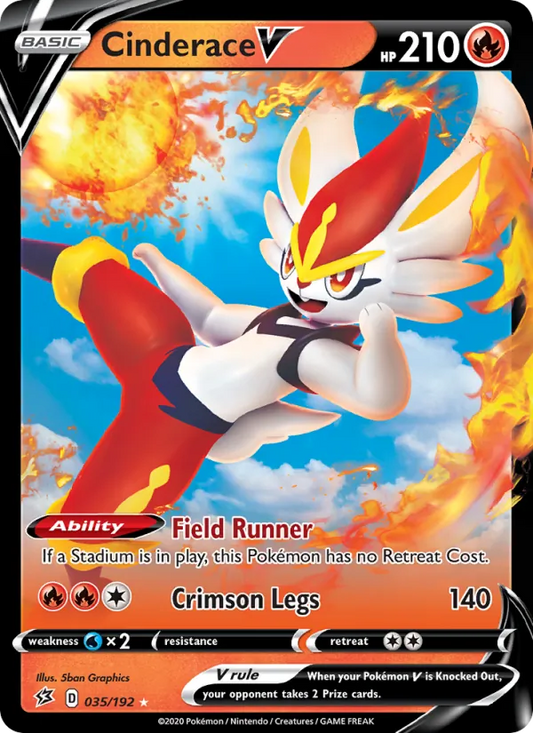 Cinderace V Holo 035/192 Rebel Clash Pokémon Card