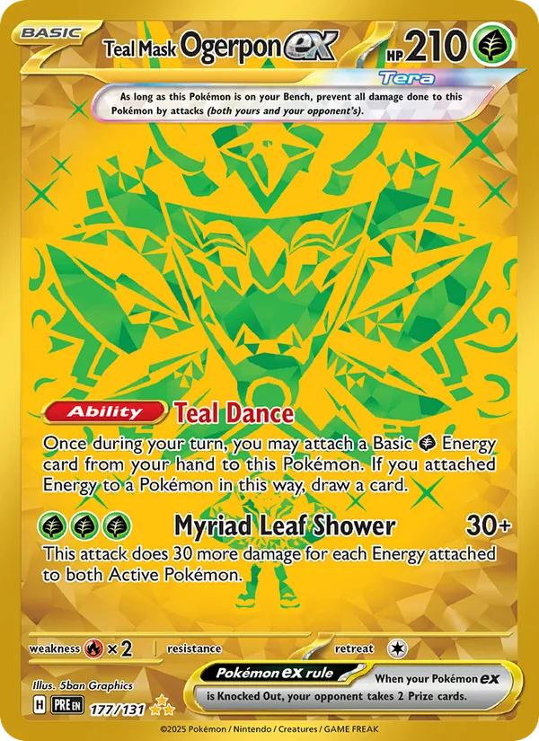 Teal Mask Ogerpon ex Holo 177/131 Prismatic Evolutions Pokémon Card
