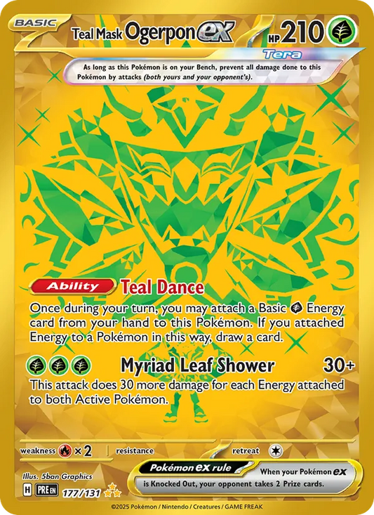 Teal Mask Ogerpon ex Holo 177/131 Prismatic Evolutions Pokémon Card