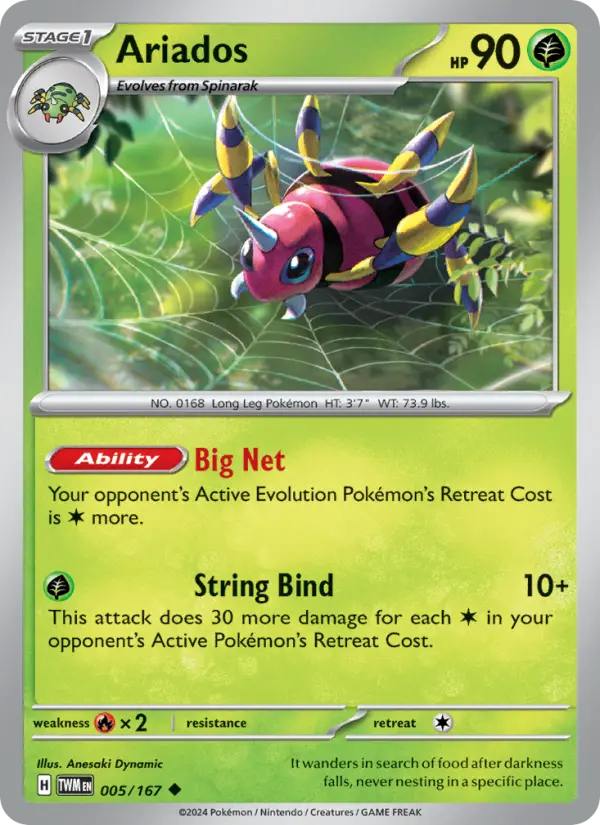 Ariados Reverse Holo 005/167 Twilight Masquerade Pokémon Card