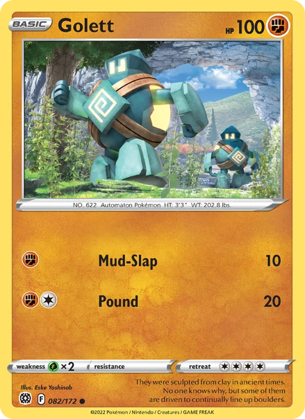 Golett Reverse Holo 082/172 Brilliant Stars Pokémon Card