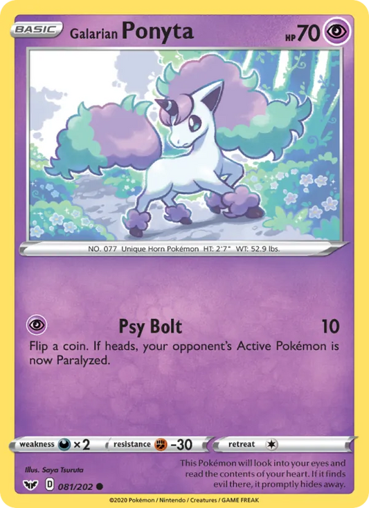 Galarian Ponyta Reverse Holo 081/202 Sword & Shield Pokémon Card