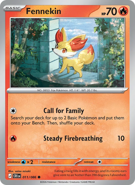 Fennekin Normal 011/86 Chaos Rising Pokémon Card