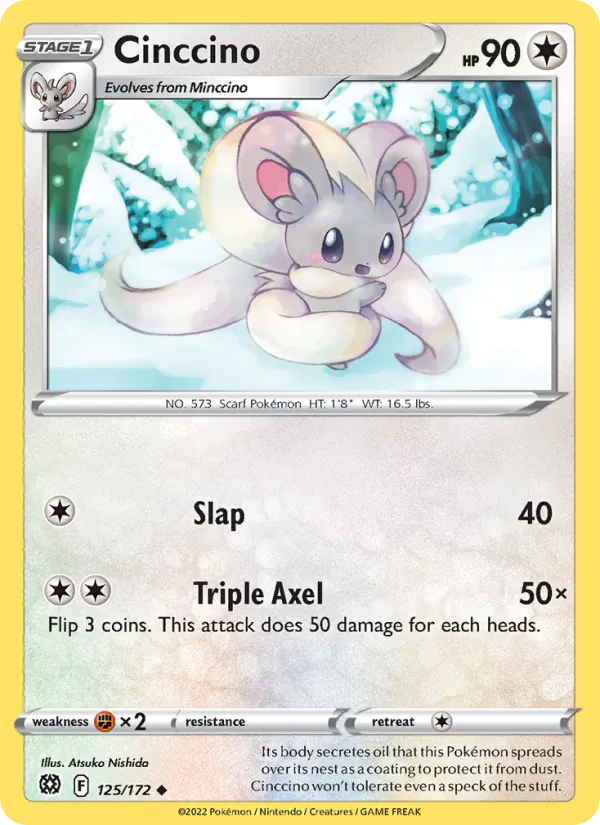 Cinccino Reverse Holo 125/172 Brilliant Stars Pokémon Card