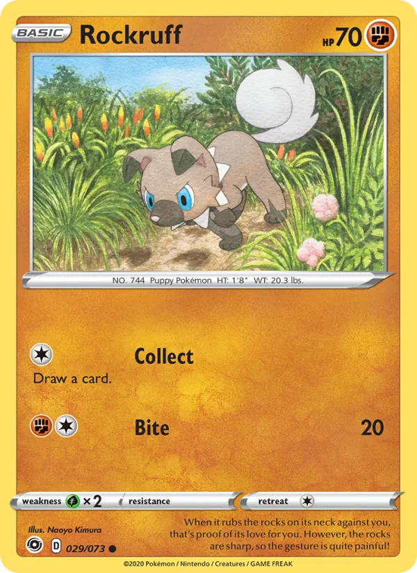 Rockruff Reverse Holo 029/73 Champion's Path Pokémon Card