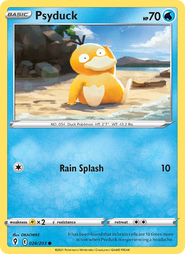Psyduck Reverse Holo 024/203 Evolving Skies Pokémon Card